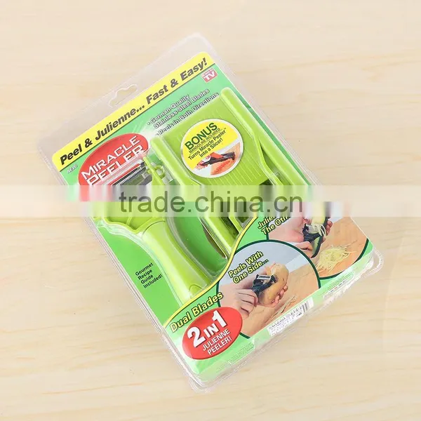 2 IN 1 Julienne Peeler Multifunctional Vegetable Cutter Cleaning Grater Kitchen Chopping Tools photo-2
