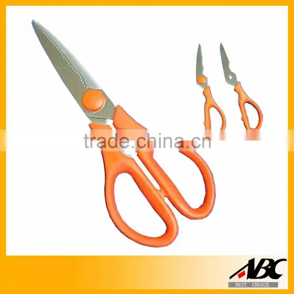 Professional Orange Color Handle Kitchen Detachable Scissors