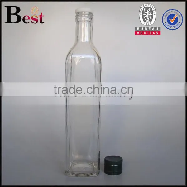 250ml 500ml Clear Empty Aluminum Cap Square Marasca Glass Bottle Olive Oil Bottle Cooking Oil Screen Printing Wholesale photo-4