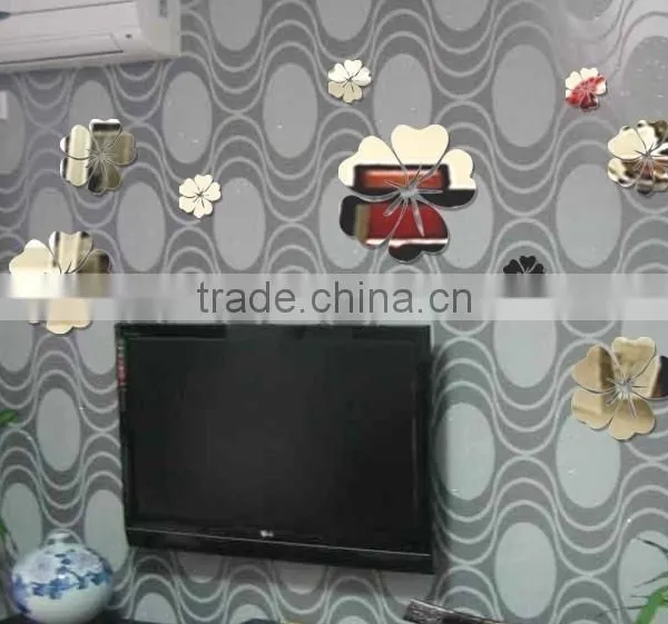 Latest Decorative Custom Wall Sticker , Sitting Room 3D Flower Mirror Wall Stickers photo-2