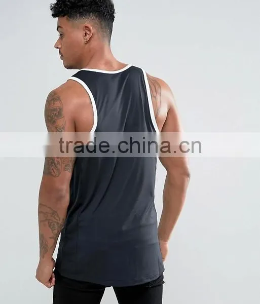 2017 Cheap New Design Custom Manufacture Black Color Gym Wear Comfortable 95% Cotton 5% Spandex Fashion Men's Tank Tops photo-2