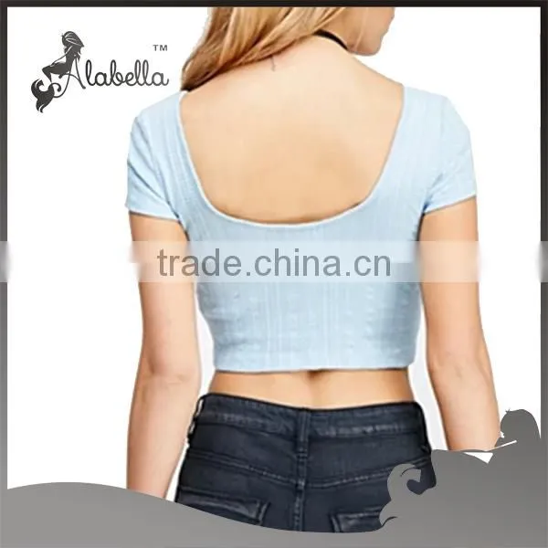 Women Tank Top for Gym Plain Crop Top Wholesale With Short Sleeve photo-2