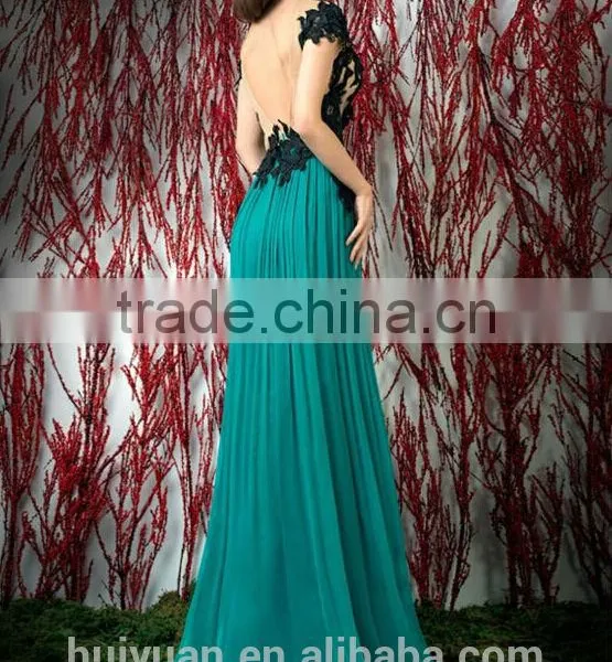 High Quality Chiffon Flower High Neck Popular Arab Style Dress photo-2