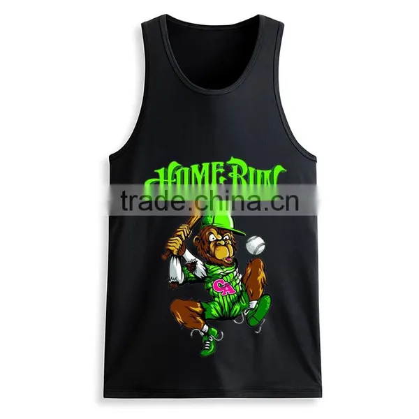 Cheap Printed Front 100 Cotton Wholesale Men Bodybuilding Custom Stringer Tank Top photo-2