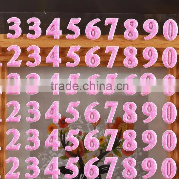 Custom Cheap Adhesive Sticker Alphabet / Number Shape Glitter Sticker Children DIY Sticker photo-3