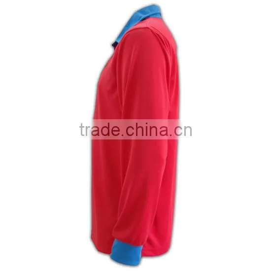 Wholesale Contrast Color Long Sleeve Polo photo-2