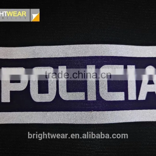 Relfective Policia or Chest Reflective Letter Reflective Words be Heated on Vest for Spain Market photo-2