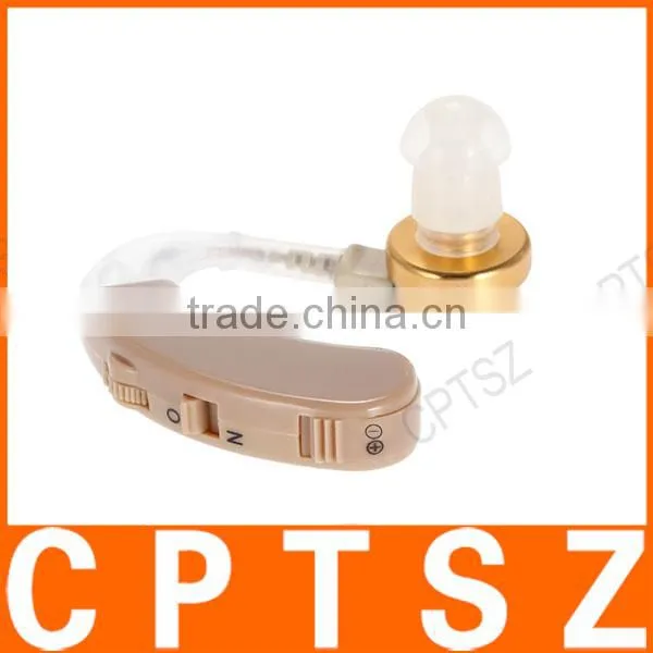 Behind Ear Sound Amplifier Digital Hearing Aid With Earplugs Volume Adjustable Audiphone Mini Brown photo-3