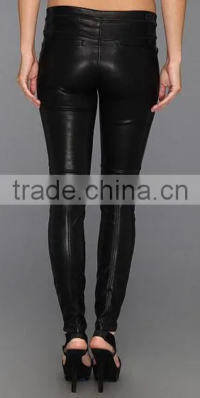 Womens Fashion Stretch Black Leather Legging photo-5