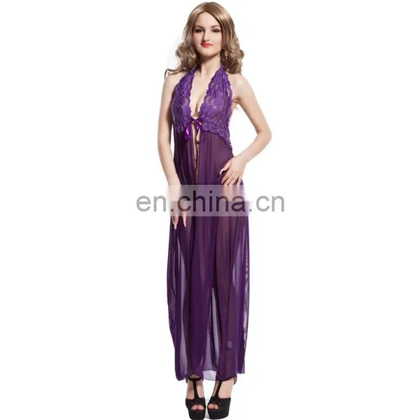 Mature Women Long Satin Sex Nightgown photo-2