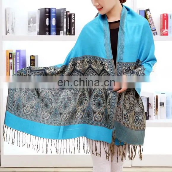 National Style Scarf Gold-yarn Jacquard Cotton Linen Female Bohemian Poncho Shawl photo-4