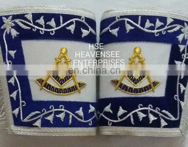MASONIC REGALIA PAST MASTER CUFF'S WHITE BLUE photo-3