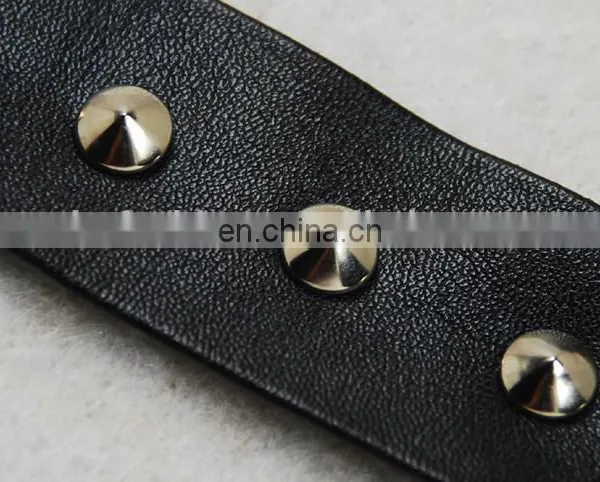 Fashion Punk Style pu Leather Beaded Rivet Lace Trim photo-4