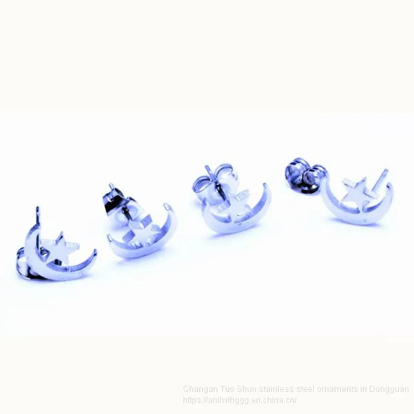 Foreign Trade Accessories, Moon and Stars, Body Piercing Stainless Steel Bow Tie Earrings Wholesale photo-2