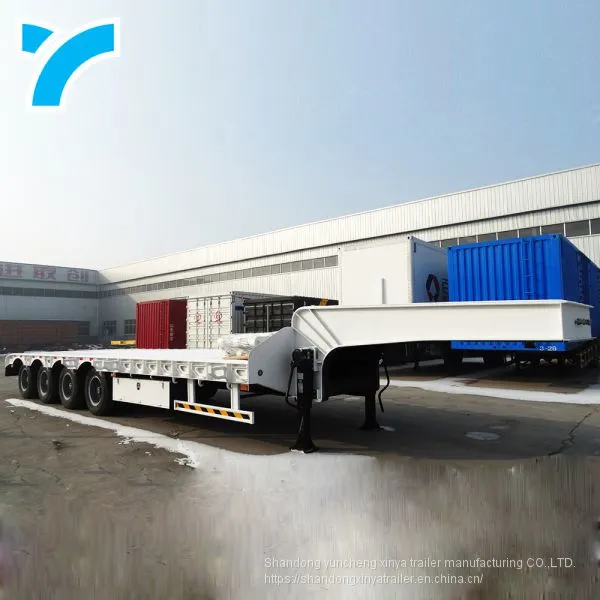 Made in China Gooseneck Low Platform Semi Low Flatbed Trailer Lowbed Truck Trailer for Sale photo-2