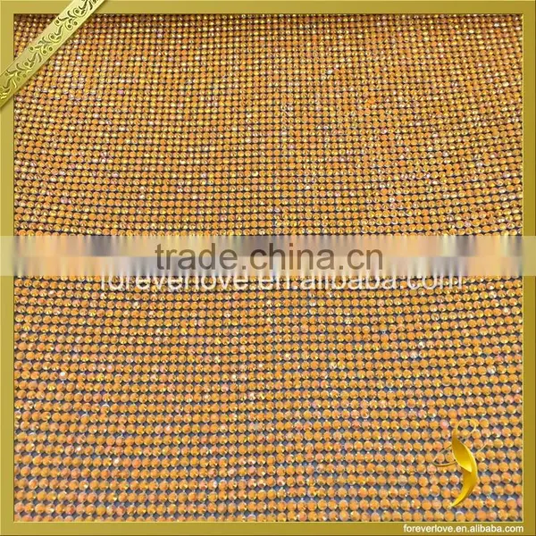 Aluminum Base Diamante Trim Hotfix Orange Rhinestone Mesh Roll 24cmx40cm FRM-159 photo-2