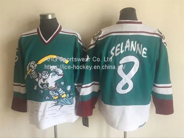 Anaheim Ducks #8 Selanne Throwback Green Jersey