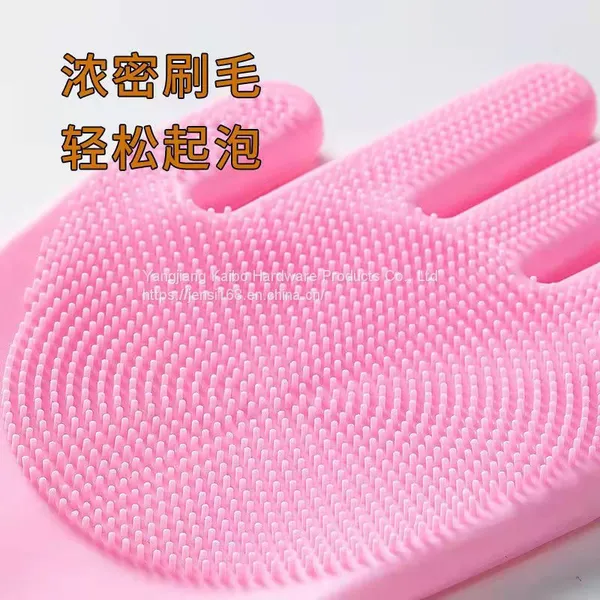 Gloves Silica Gel Gloves Washing Dishes, Washing and Bathing do Not Hurt Hands Light Gloves Kitchen Oil Proof, Waterproof and Scald Proof Kitchen Dishwashing Gloves photo-4