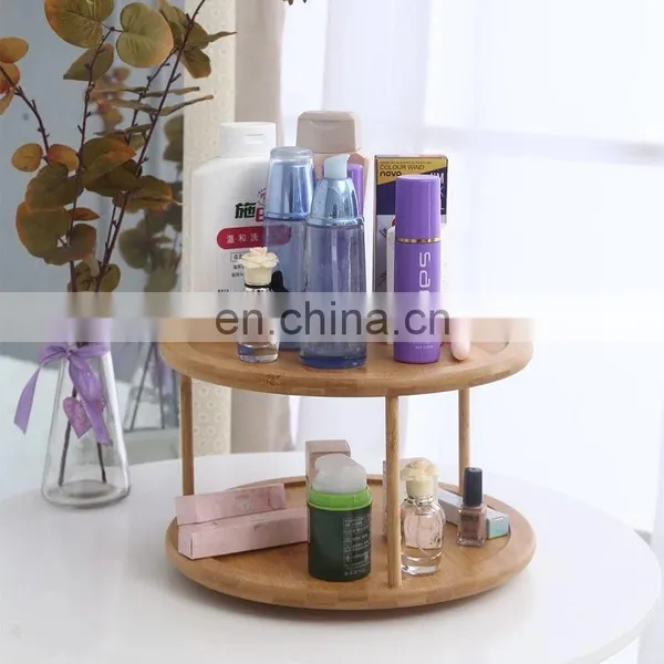 Well Designed Spliced 2 Layers Bamboo Makeup Organizer Cosmetic Storage Box Home Storage & Organization photo-3