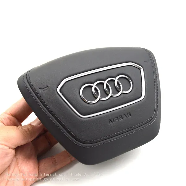 For Audi A6 C8 Alcantara Leather Steering Wheel Airbag Cover Trim Cover White/Black/Red Stitching photo-3