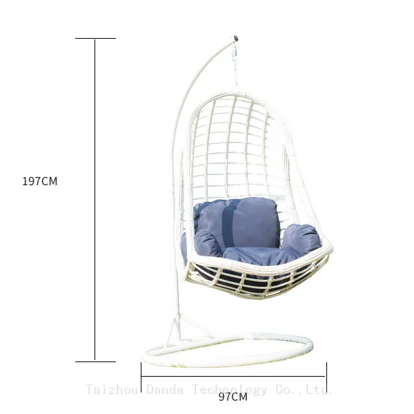 White Powder Coated Heavy Duty Outdoor Hanging Hammock Stands Garden Patio Hammock Chair Portable Household Steel Frame Rattan photo-2