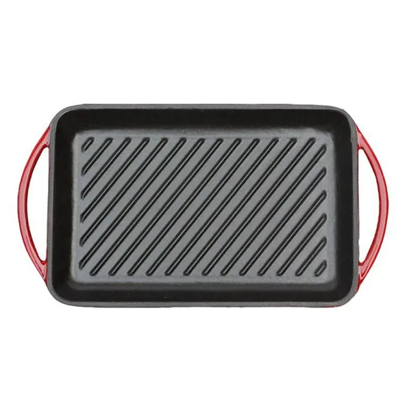 Large Nonstick Enamel Cast Iron Griddle for Kitchen Stove Top Two Burner Flat Pancake Grill Pan