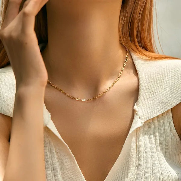 Wholesale Dainty Brass Necklaces Hypoallergenic Gold Plated Chain Supplier