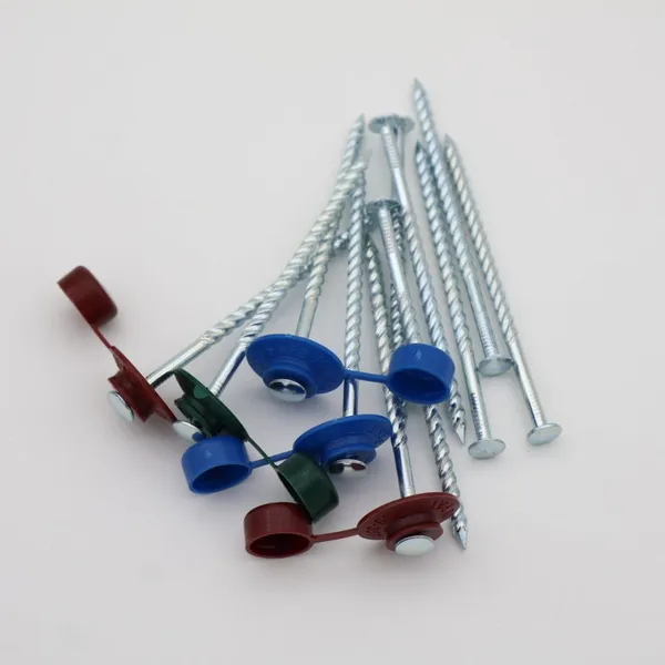 China Galvanized Twist Nails With Plastic Caps photo-2