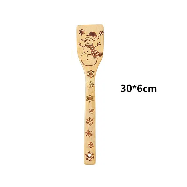 Christmas Gift Kitchen Cooking Bamboo Utensil Set Engraved/bambu Spatula Set Burn photo-5