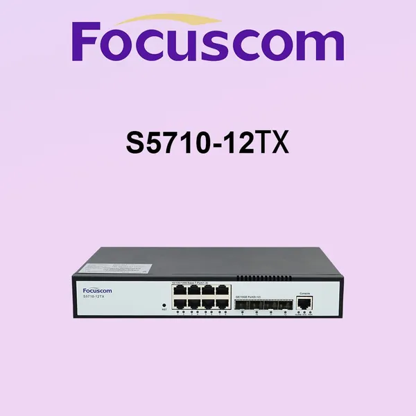 L3 Managed Switch 8-Портный гигабитный Ethernet с 4x10G SFP+ Uplink Высокопроизводительный корпоративный сетевое маршрутизирующий коммутатор Focuscom S5710-12TX