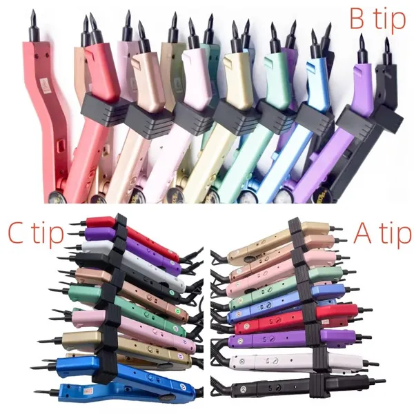 Black Mini Adjustable Temp Keratin Hair Extension Iron Tools Multi-Function Fusion Hair Connector Iron Sharp Flat Tip