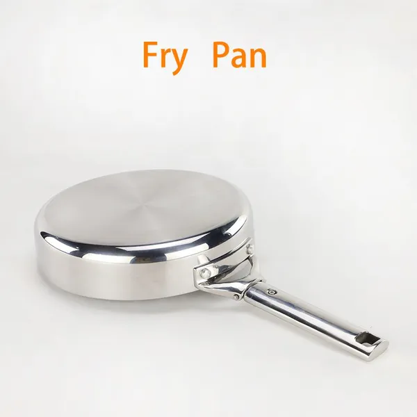 304 Stainless Steel Frying Pan With Foldable Handle for Storing Cookware, Tri-ply Stainless Steel, Induction Cooker, Electric Ceramic Stove, Suitable photo-5