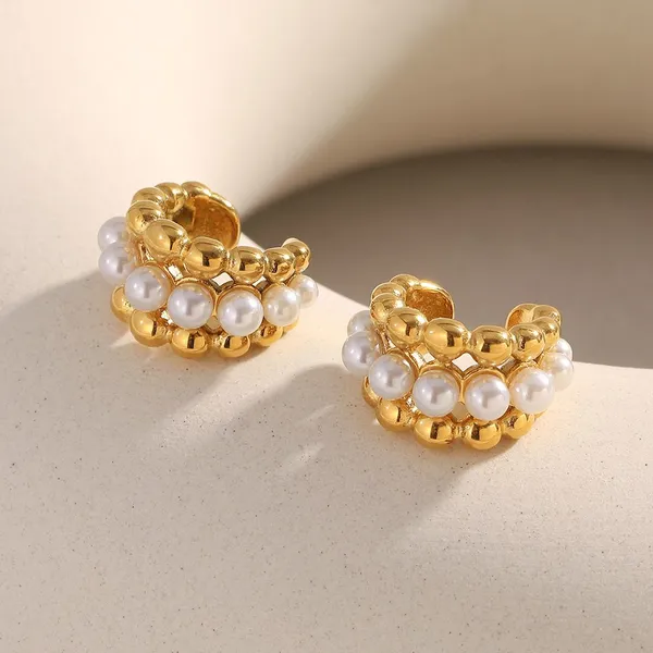316L Stainless Steel Earrings Gold Plated Waterproof Skin-Friendly Bulk Wholesale for Resellers photo-4