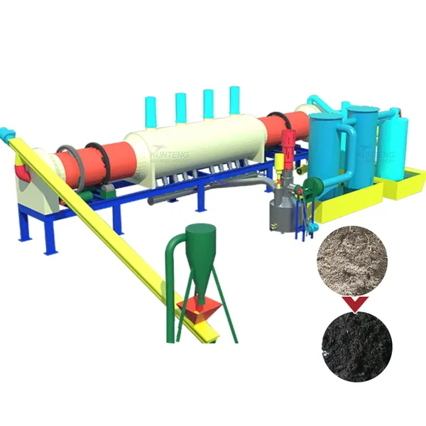 Continuous Biomass Carbonization Line Stainless Steel Biochar Fertilizer Equipment for Agricultural Soil Amendments Processing
