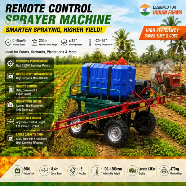 Self Propelled Remote Control Farm Sprayer Machine With Large Tank for Agricultural Pest Control