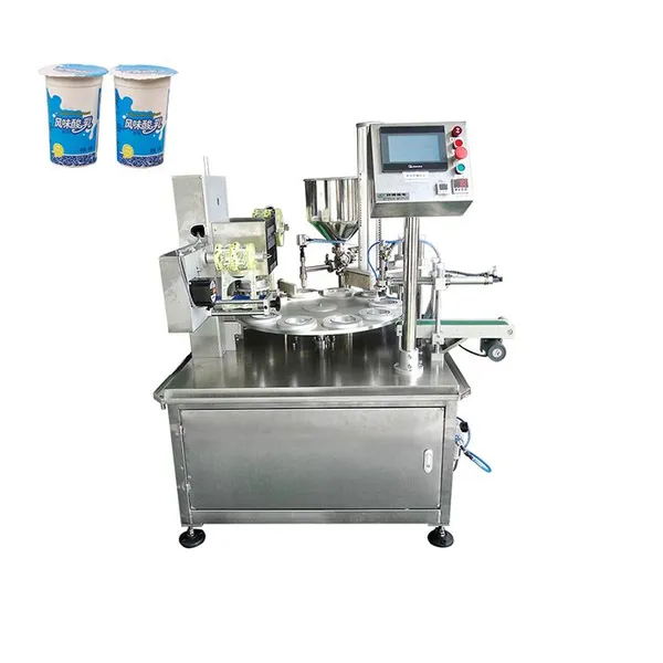 MO-Qdmdch Becherfüll- und -versiegelungsmaschine 304 Lebensmittelqualität BZ018 SS Automatische rotierende Verpackungslinie für Milchprodukte, Joghurt und Desserts in Bechern 400ml photo-2