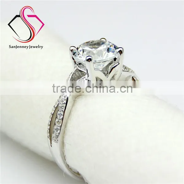 Round Brilliant Cut Forever Classic Moissanite 2CT 8.0mm Center 14k 18k White Yellow Gold Diamond Engagement Ring photo-3