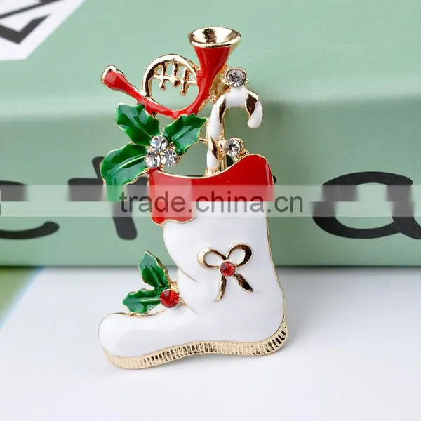Alloy Enamel With Rhinestones Christmas Brooch photo-3