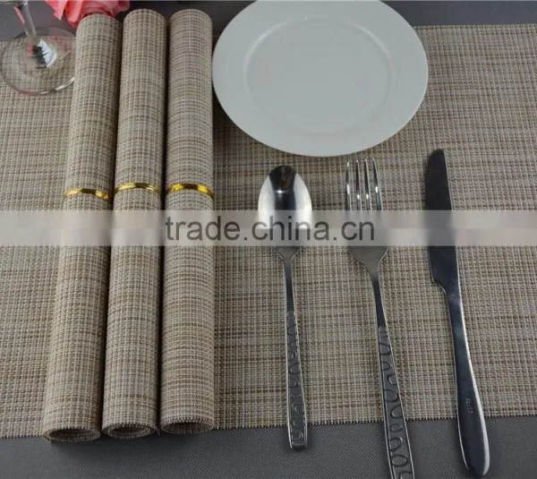 Table Decoration PVC Solid Color Disposable Flaxen Linen Table Placemat 45*30cm photo-2