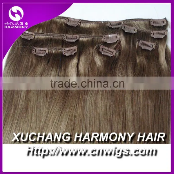 BEST QUALITY 18inch Straight Human Cheap Clip Hair Extension/clip in Hair Extension photo-4