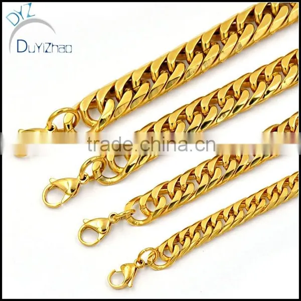 Cool Heavy Mens Stainless Steel Cuban Curb Link Gold Bracelet photo-4