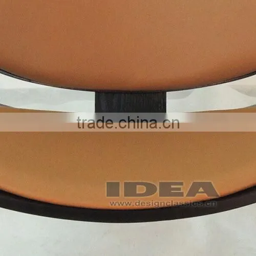 Replica Wegner Shell Chair - Black Shell/ Brown Leather Pad photo-4