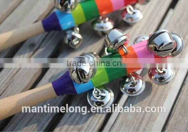 Baby Rainbow Toy Kid Pram Crib Handle Wooden Activity Bell Stick Shaker Rattle photo-6