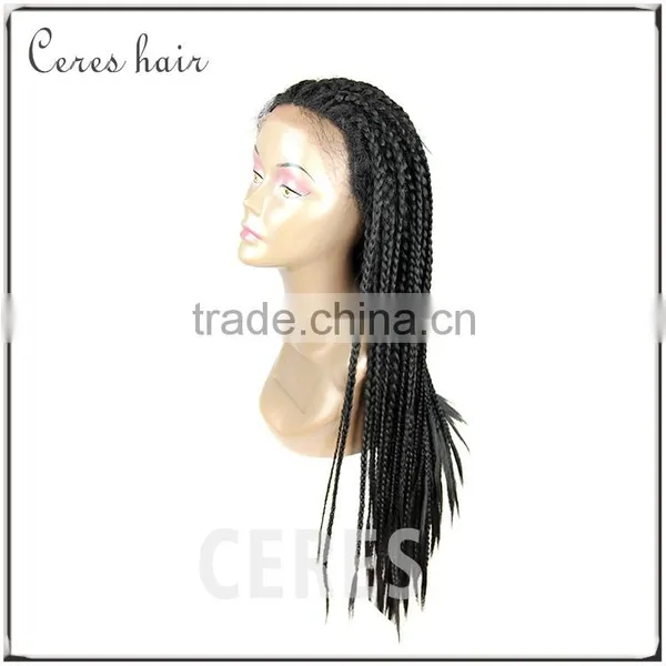 Micro Braids Silk Lace Front Wig Afro-African Box Braided Wig Black/wine Red/mixed Color Three Colors for Your Choice photo-2