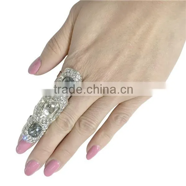 Wholesale Gothic Fashion Women Knuckle Band Crystal Double Finger Ring photo-3
