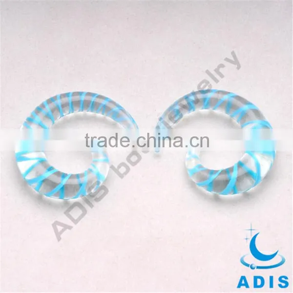 Beautiful Glass Popular Fashion Transparent Blue Ear Spirals photo-3