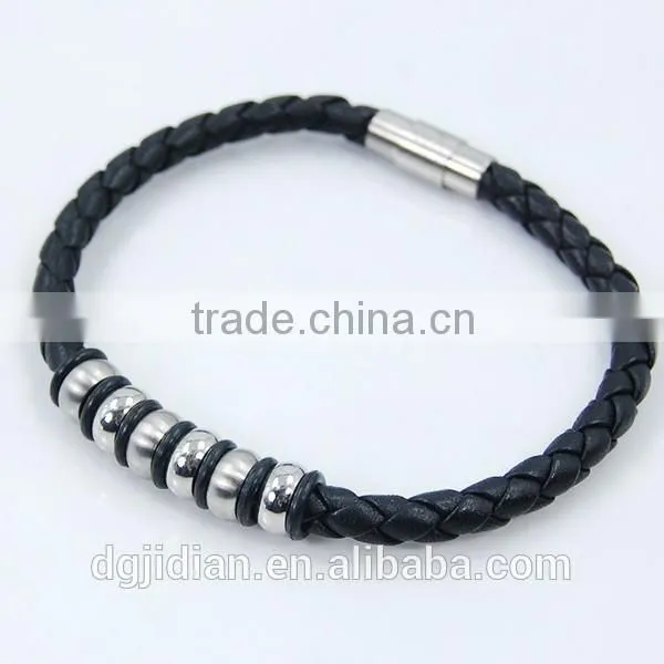 Stainless Steel Jewelry Man Style Cross pu Leather Bracelets & Bangle photo-3