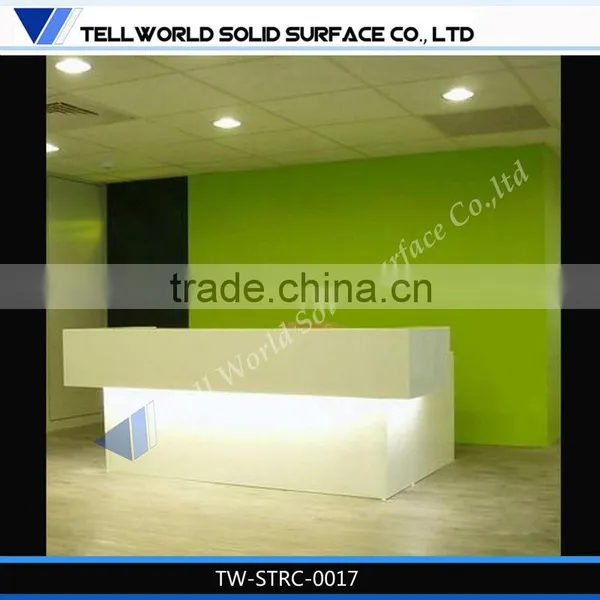10 Years Warranty Top Quality Attractive High Glossy Modern Lighted Reception Desk With Back Wall photo-6