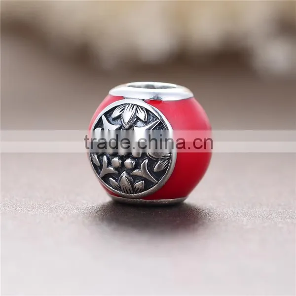 925 Sterling Silver Red Enamel Charms Wholesale Jewelry photo-4
