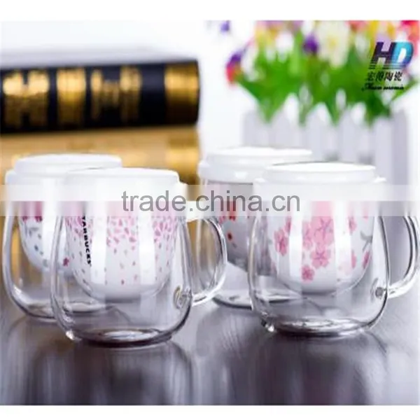Creative Product Heat Resistant Borosilicate Glass Tea Cup With Ceramic Filters and Lid for Promotion photo-4